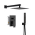 Matte Black Wall Mounted Rainfall Shower Faucet Dual Function with Pressure Balance Rough-In Valve