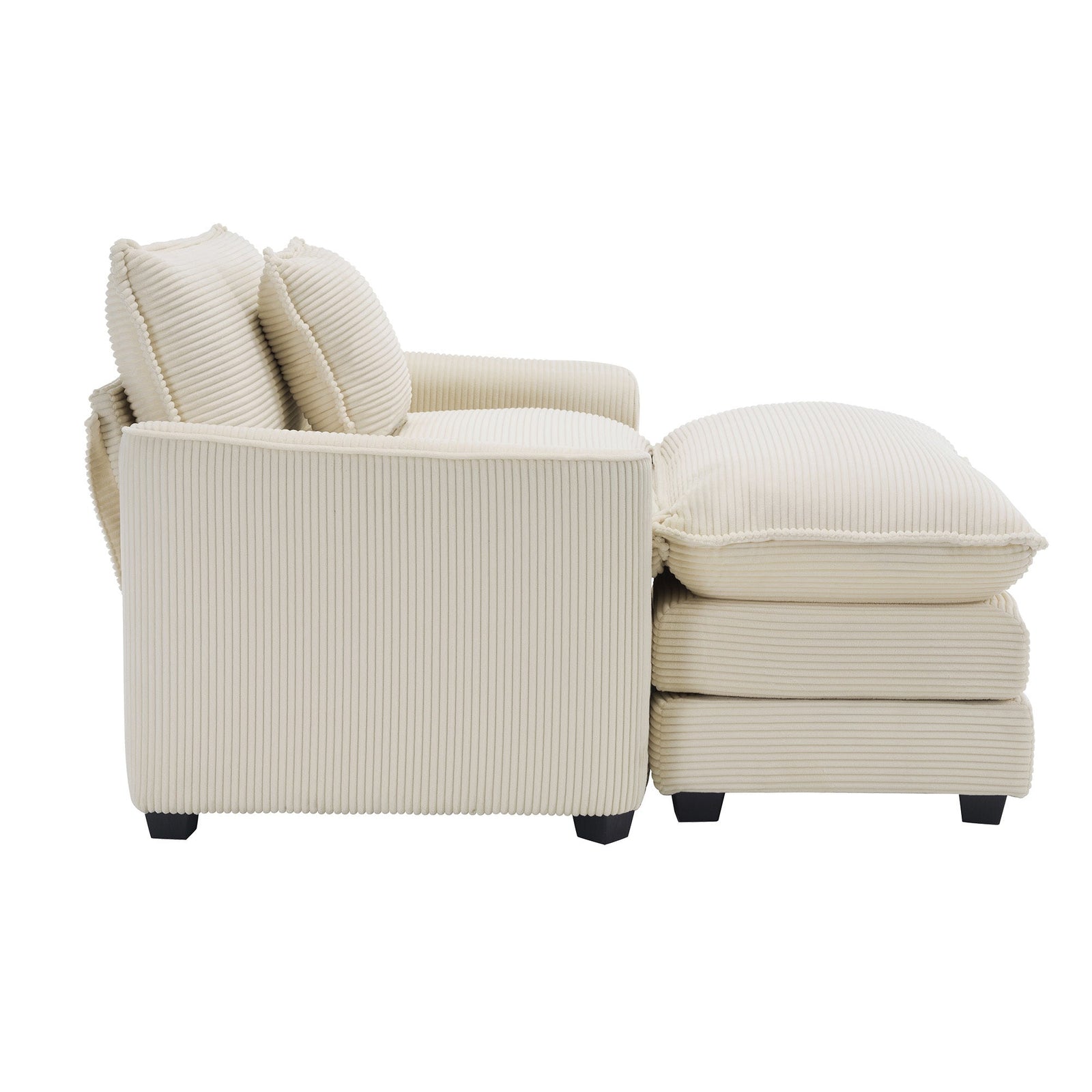 Walker Edison | Corduroy Deep Seat Cloud Accent Chair with Ottoman Set