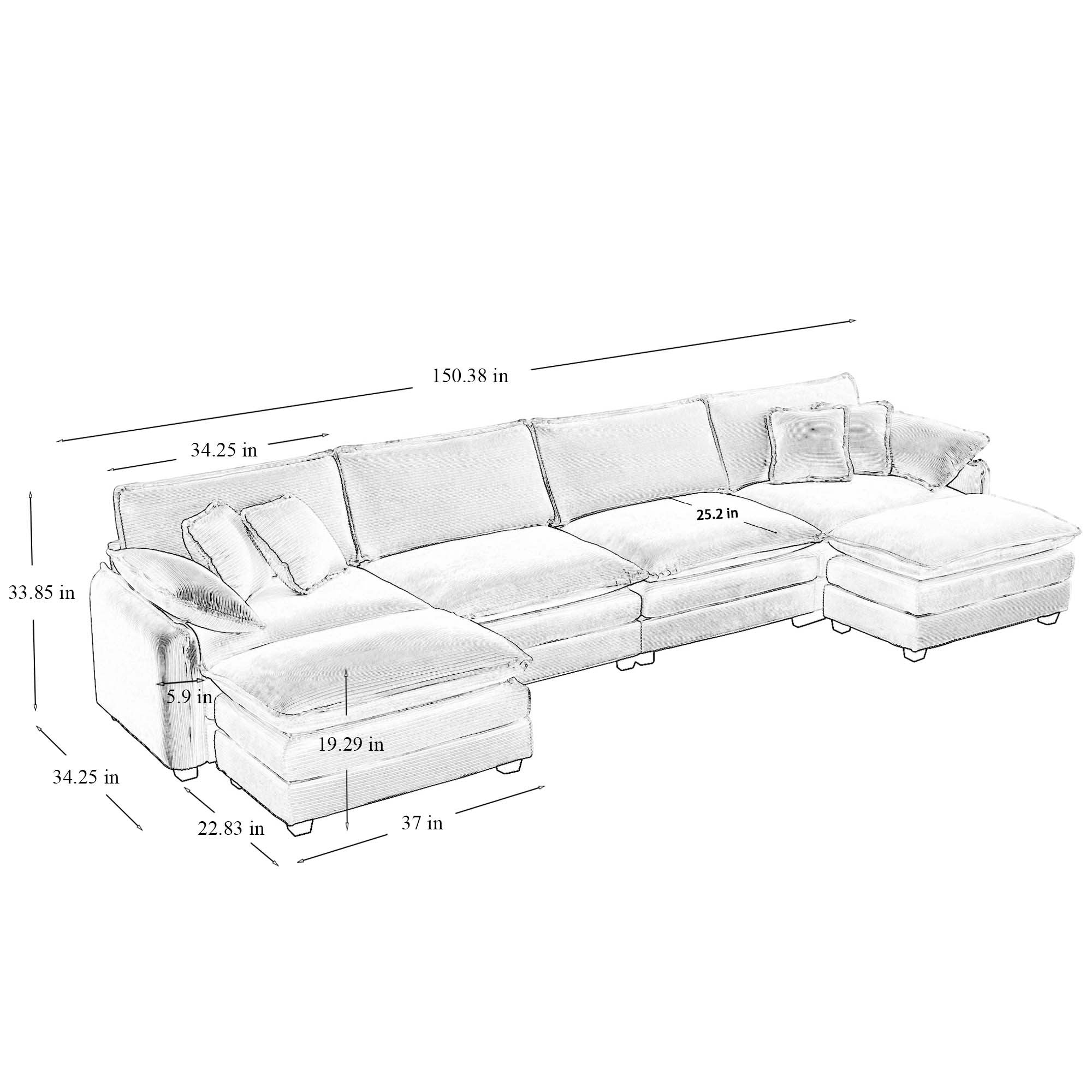 Walker Edison | Cloud Modular Corduroy Sofa Couch