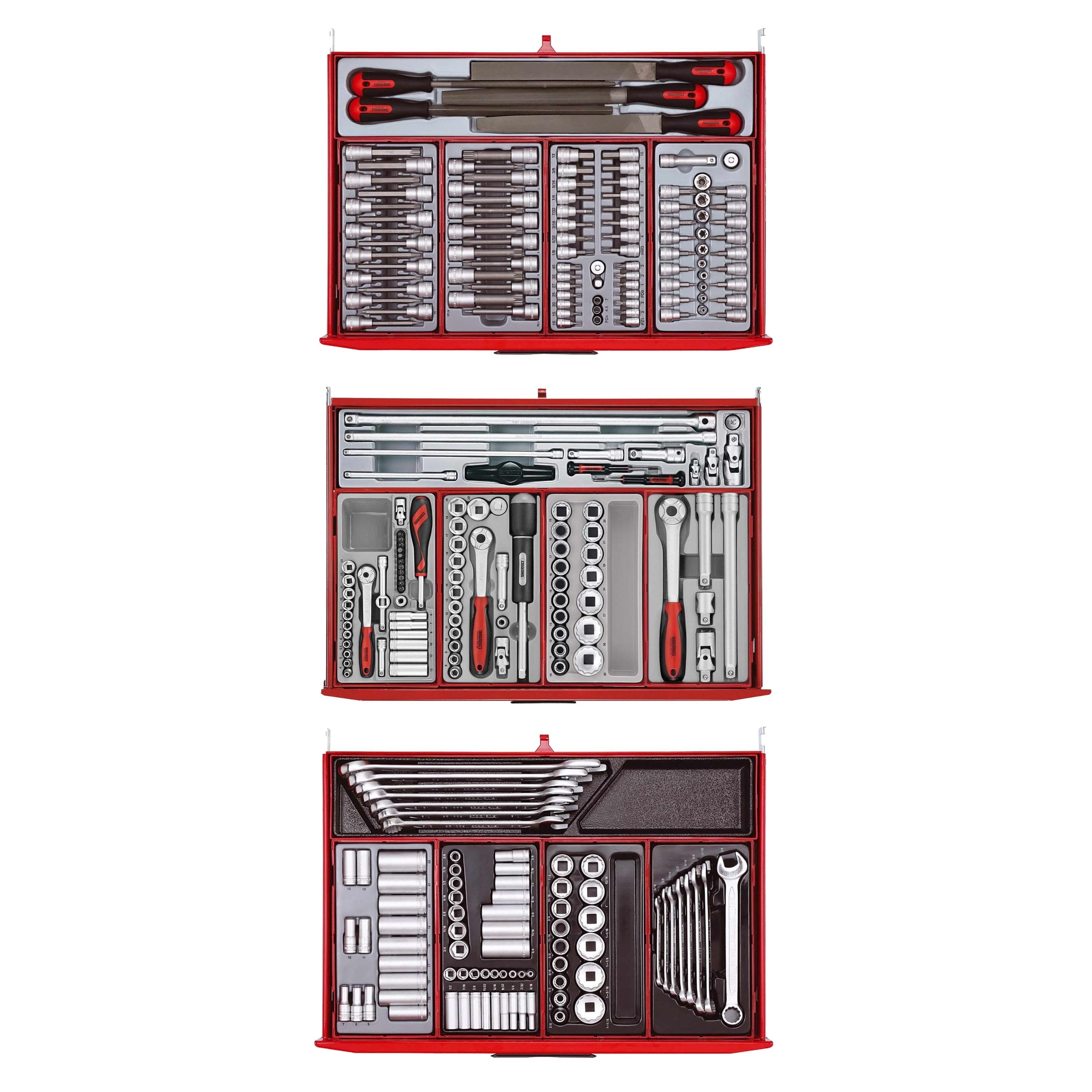 Juego completo de herramientas manuales Mega Master de 569 piezas con rodillo de 53 pulgadas de ancho de Teng Tools - TCMMIND08