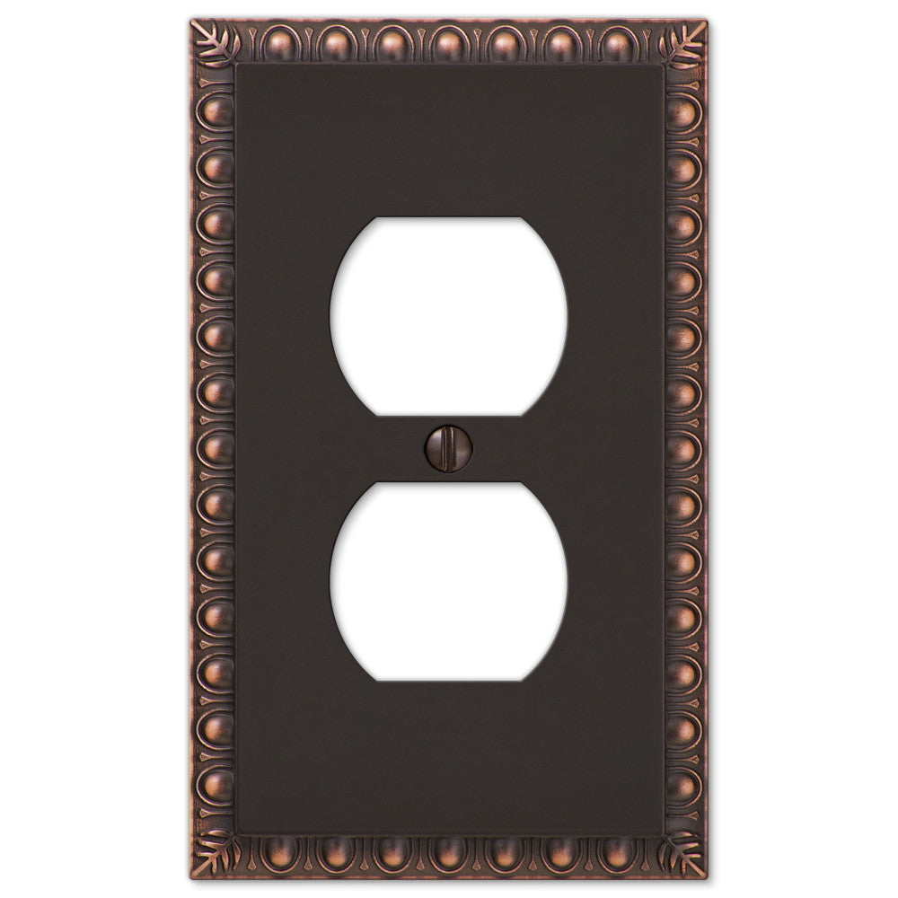 Egg & Dart Aged Bronze Cast - 1 Duplex Wallplate