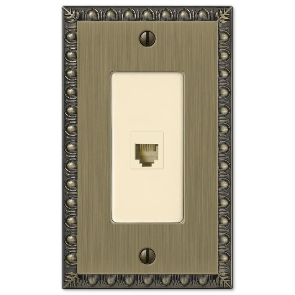 Egg & Dart Brushed Brass Cast - 1 Phone Jack Wallplate