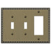 Egg & Dart Brushed Brass Cast - 2 Toggle / 1 Rocker Wallplate