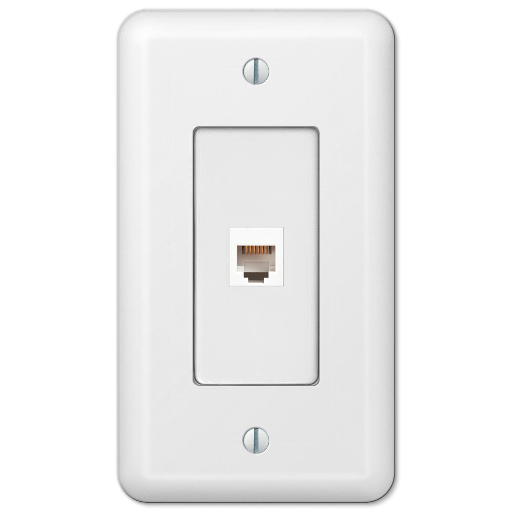 Devon White Steel - 1 Phone Jack Wallplate