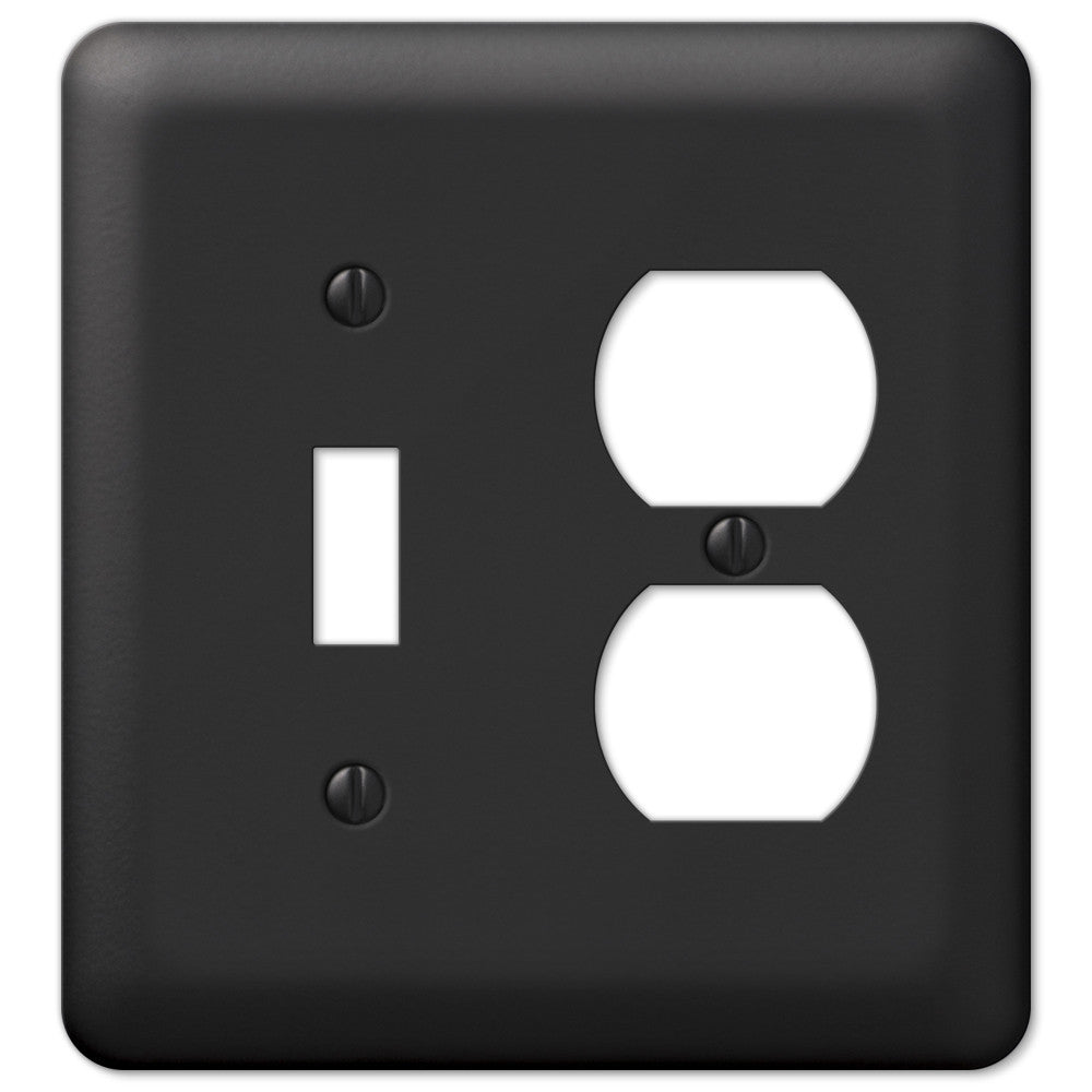 Devon Black Steel - 1 Toggle / 1 Duplex Wallplate