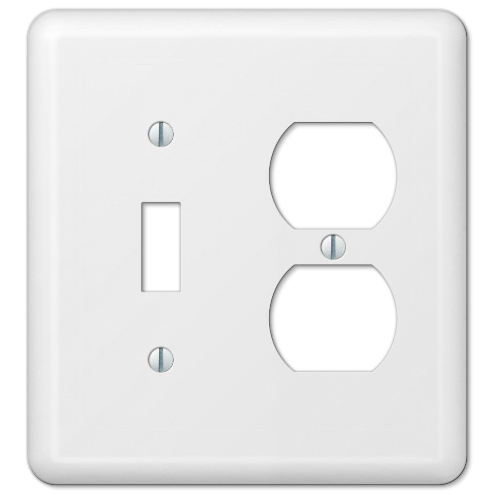 Devon White Steel - 1 Toggle / 1 Duplex Wallplate