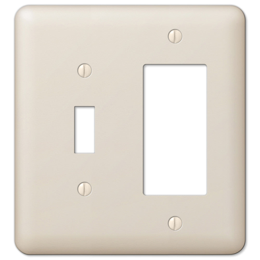 Devon Light Almond Steel - 1 Toggle / 1 Rocker Wallplate