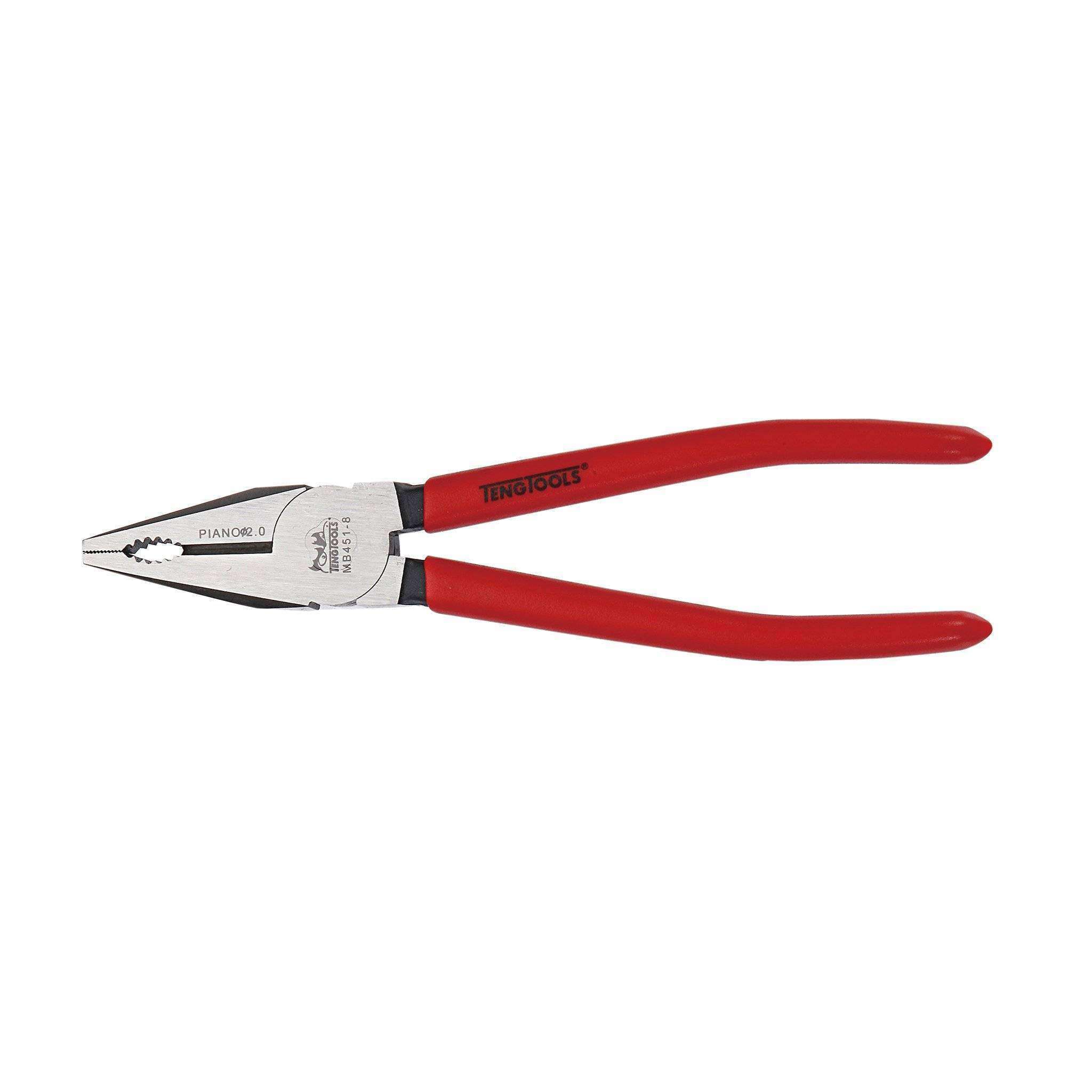 Teng Tools 8 Inch Chrome Molybdenum Vinyl Dipped Handle Lineman's Pliers - MB451-8