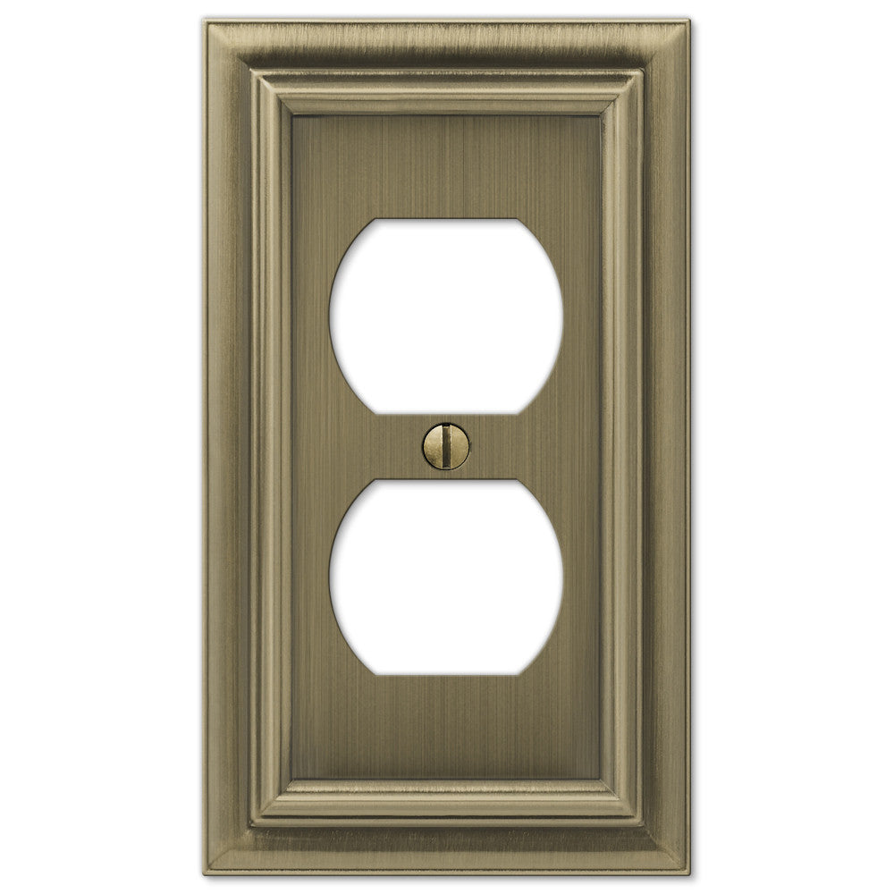 Continental Brushed Brass Cast - 1 Duplex Wallplate