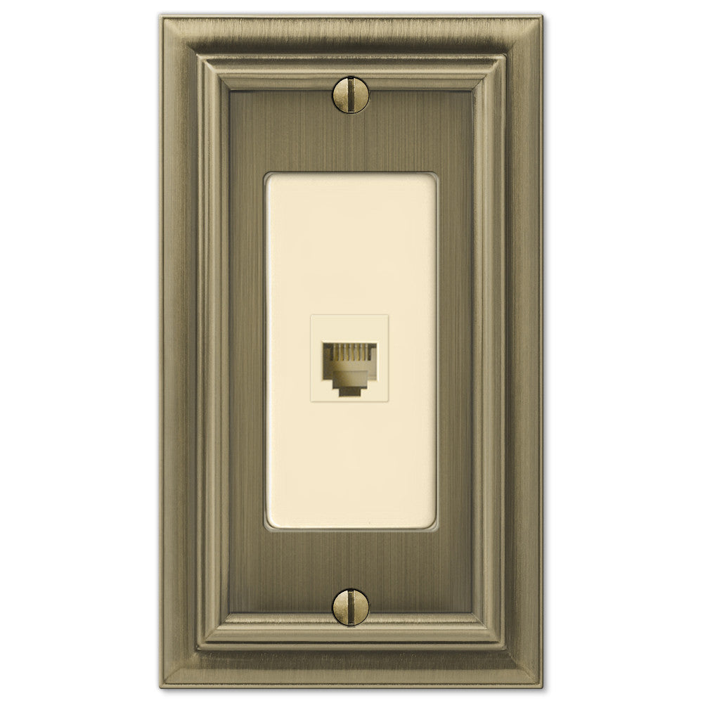 Continental Brushed Brass Cast - 1 Phone Jack Wallplate