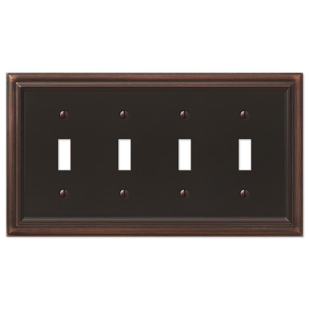 Continental Aged Bronze Cast - 4 Toggle Wallplate