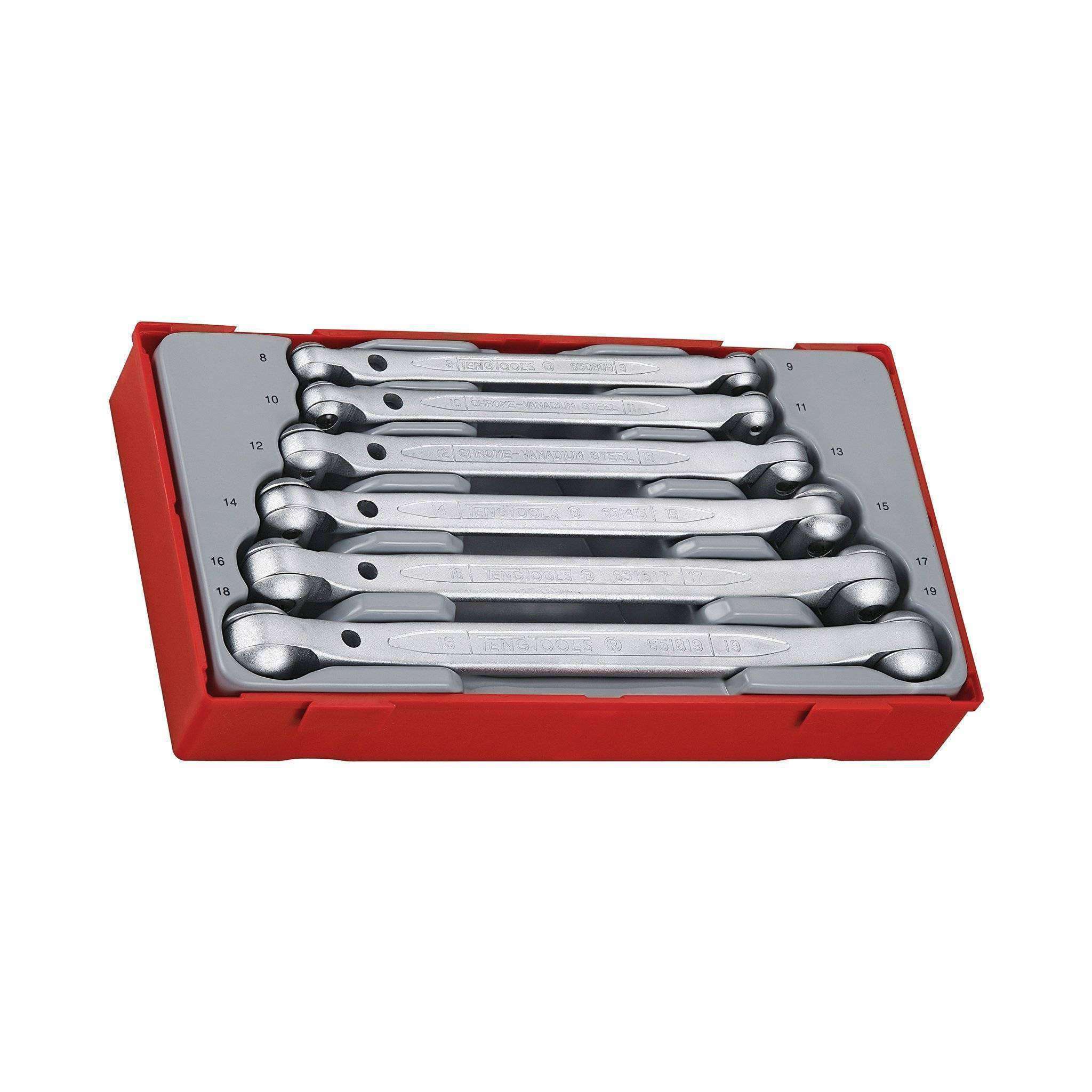 Juego de llaves métricas de doble flexión de 6 piezas Teng Tools de 8 a 19 mm - TT6506