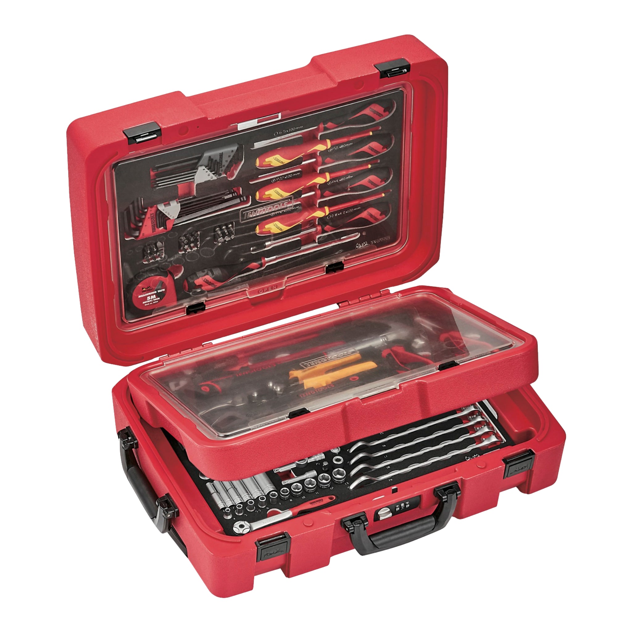 Teng Tools 118 Piece Screwdriver, Plier, Hammer, Socketry & Wrench Service Case Foam Organization Tool Kit - SCE1