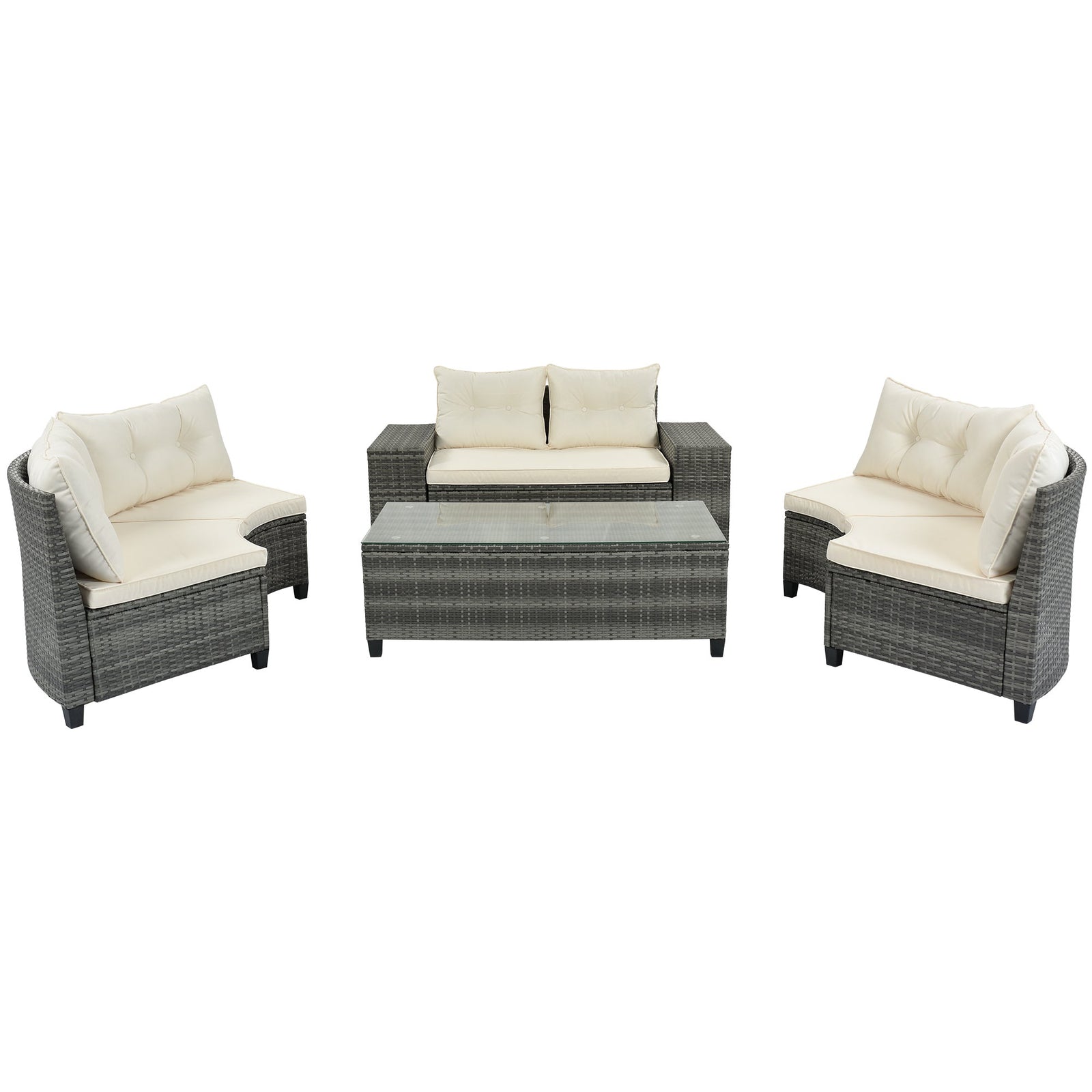 Walker Edison | 8-pieces Outdoor Wicker Round Sofa Set