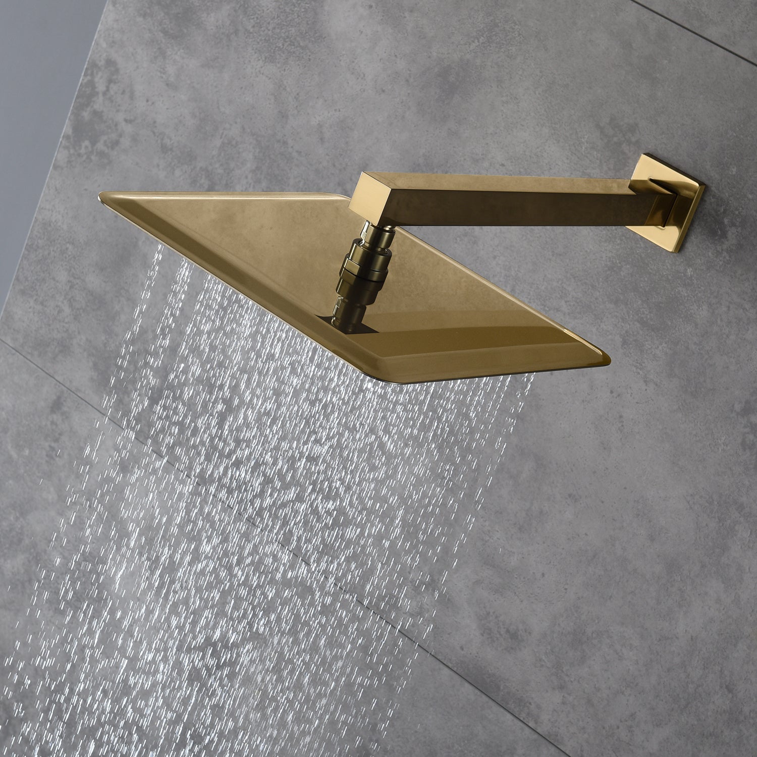 Brushed Gold Wall-Mounted 3-Way Thermostatic Shower System with Body Jets