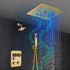 12" Brushed Gold Bluetooth Music, 64-Color LED Thermostatic Shower Faucet