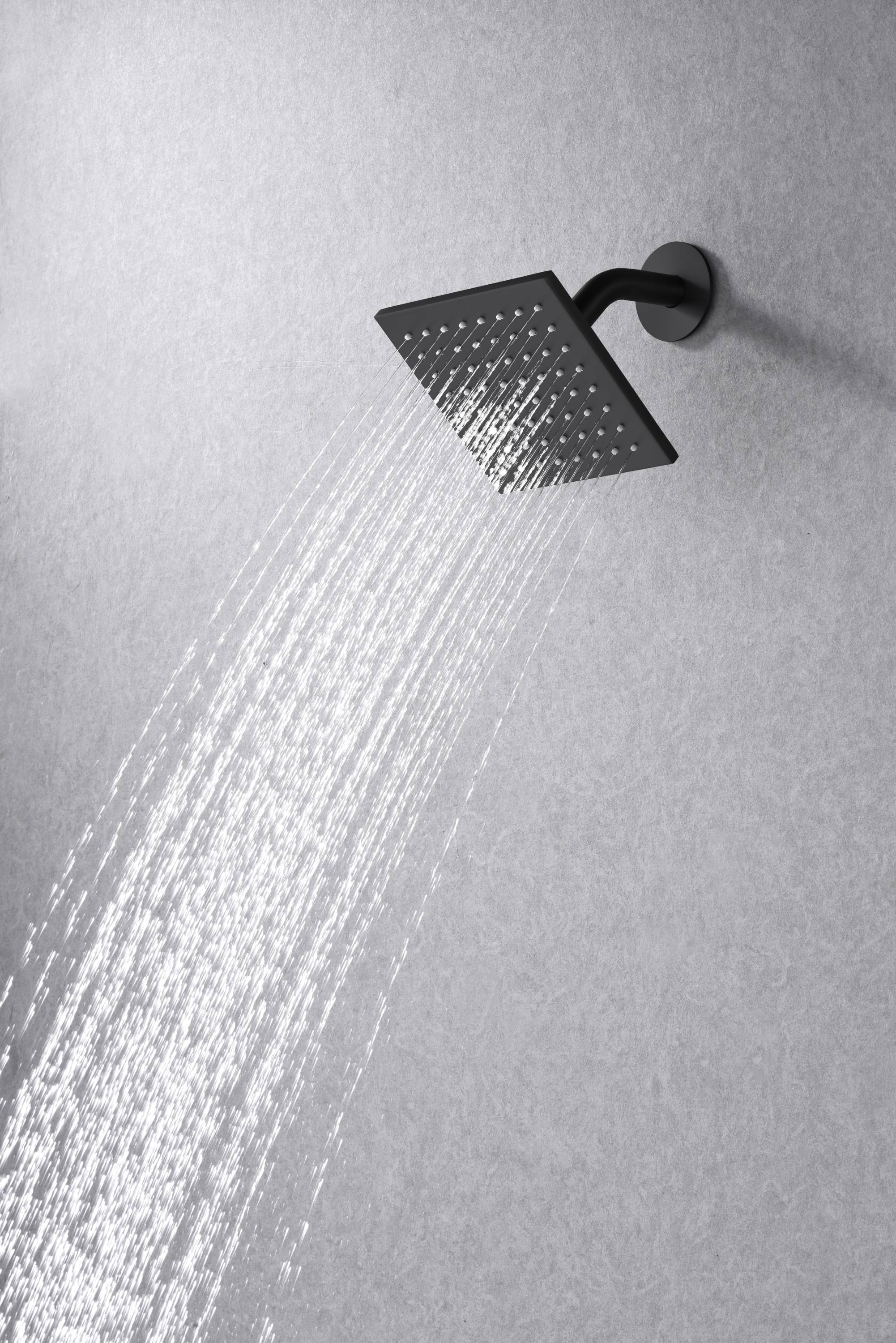 Matte Black Rainfall Shower System: 12" or 16" with 5-Way Thermostatic Valve, Body Jets