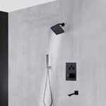 12-inch or 16-inch Wall Mount Matte Black Rain Shower Head with Thermostatic Faucet and Tub Spout - Immerse in a Blissful Shower Experience