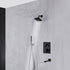 12-inch or 16-inch Wall Mount Matte Black Rain Shower Head with Thermostatic Faucet and Tub Spout - Immerse in a Blissful Shower Experience