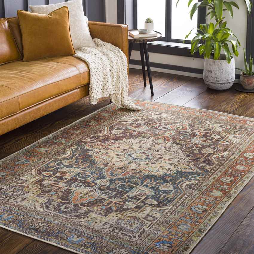 West Frankfort Traditional Pecan Washable Area Rug