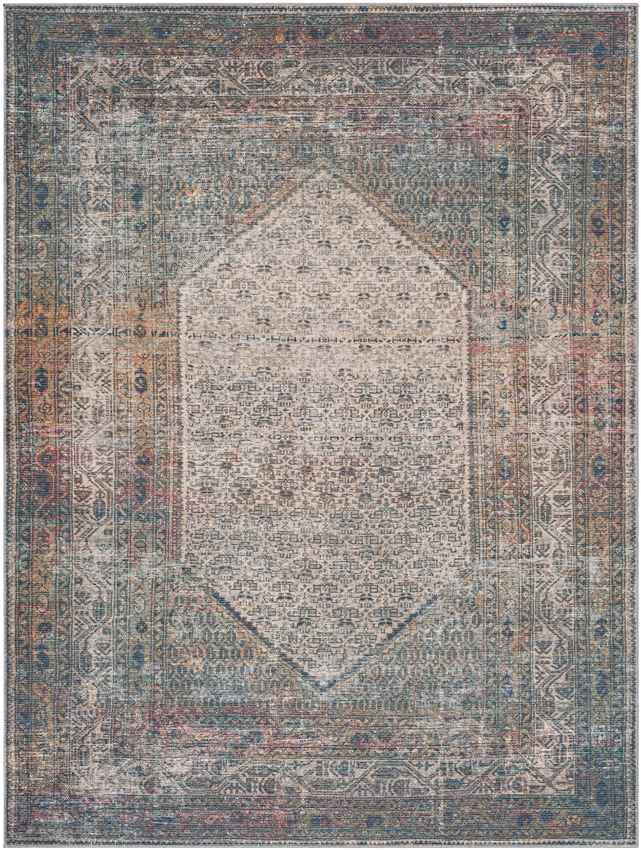 Hayri Traditional Burnt Orange Washable Area Rug