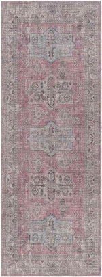 Merom Traditional Pastel Pink Washable Area Rug