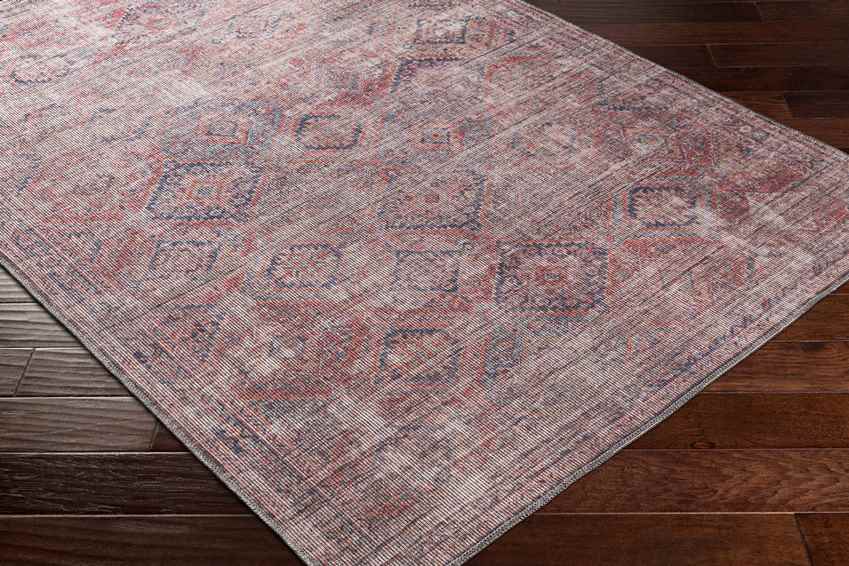 Merrillville Traditional Brick Red Washable Area Rug