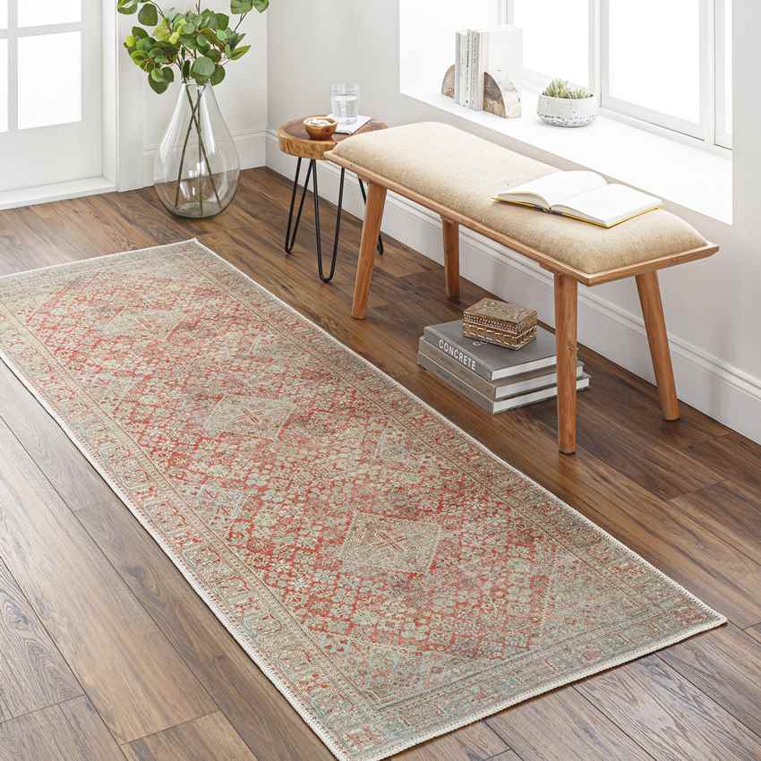 Mylikouri Traditional Rust Washable Area Rug