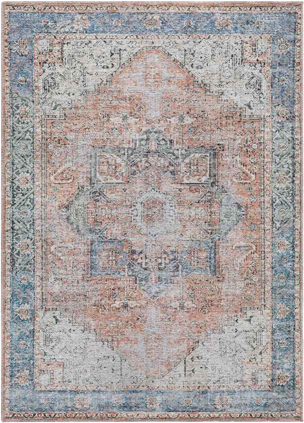 Fyllia Traditional Burnt Orange Washable Area Rug