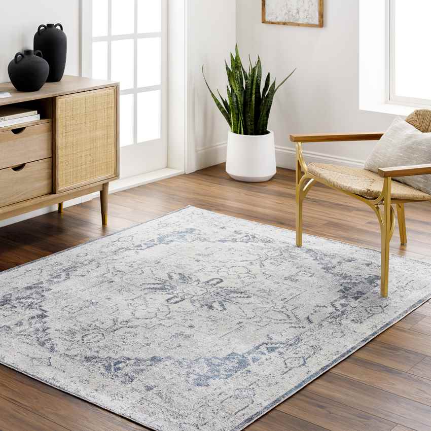 Dry Ridge Traditional Ivory Washable Area Rug