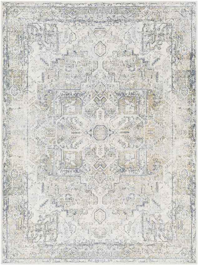 Dry Ridge Traditional Taupe Washable Area Rug