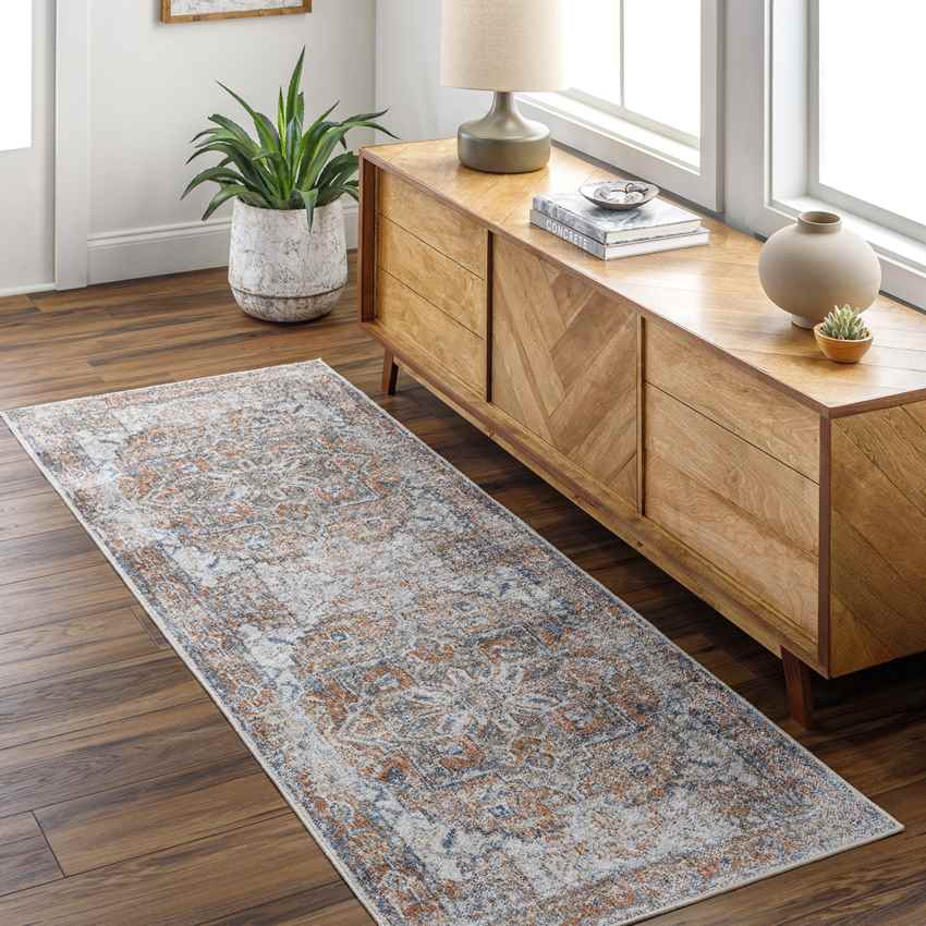 Dry Ridge Traditional Rust Washable Area Rug