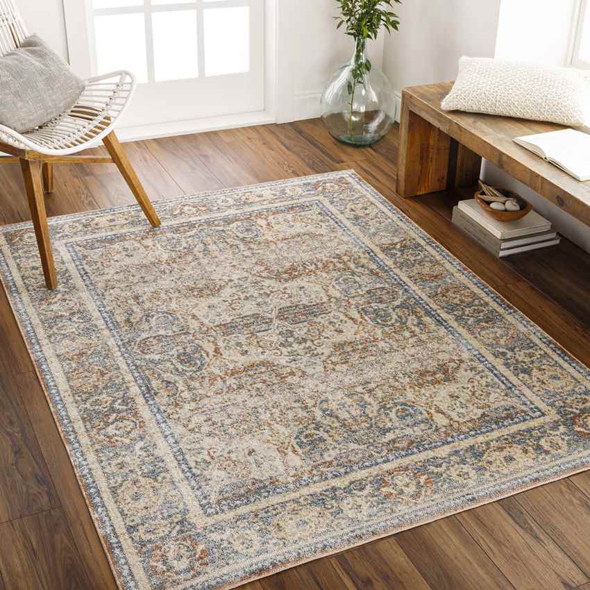 East Traditional Burnt Orange Washable Area Rug