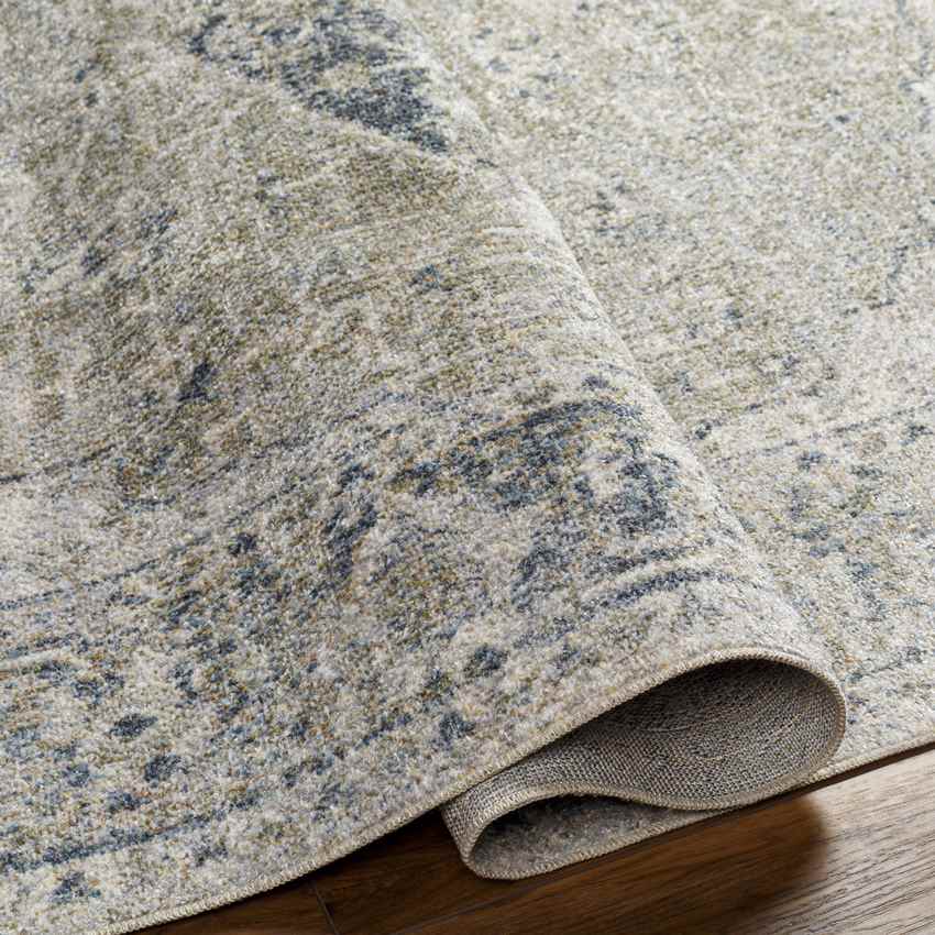 Edmonson Traditional Olive/Dark Blue Washable Area Rug