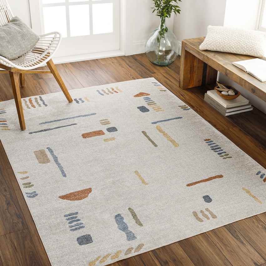 Elbing Modern Beige Washable Area Rug