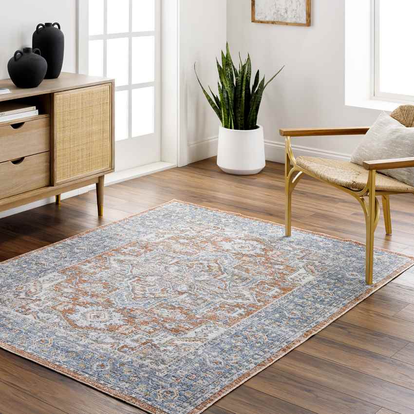 Elkhorn Traditional Burnt Orange Washable Area Rug