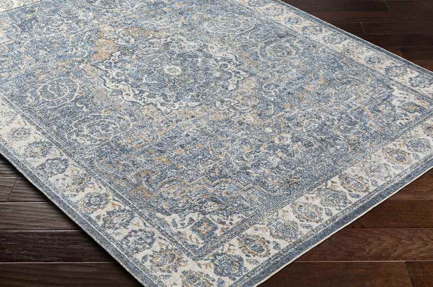 Elsmore Traditional Navy Blue Washable Area Rug