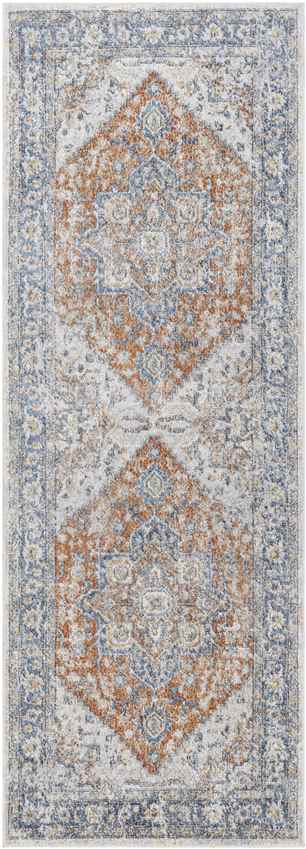 Estill Traditional Burnt Orange Washable Area Rug