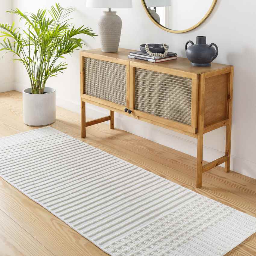 Alfombra lavable Burkesville Modern Ivory