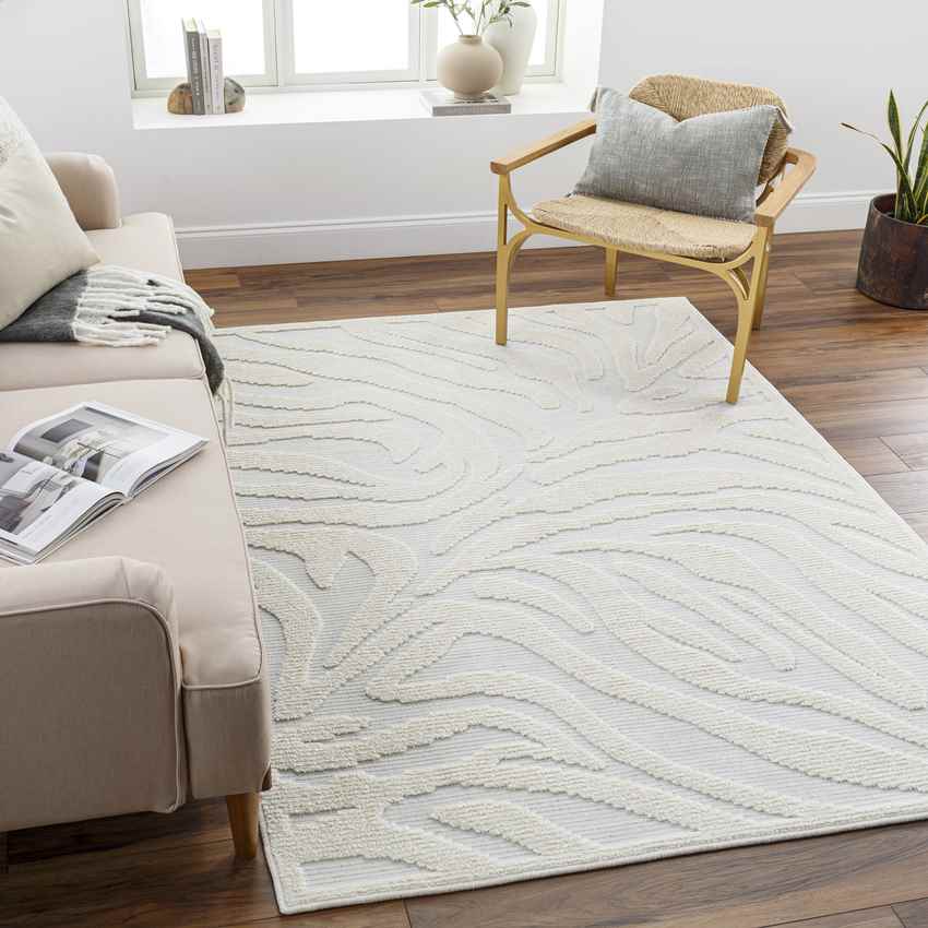 Cedar Vale Modern Light Gray/Ivory Washable Area Rug