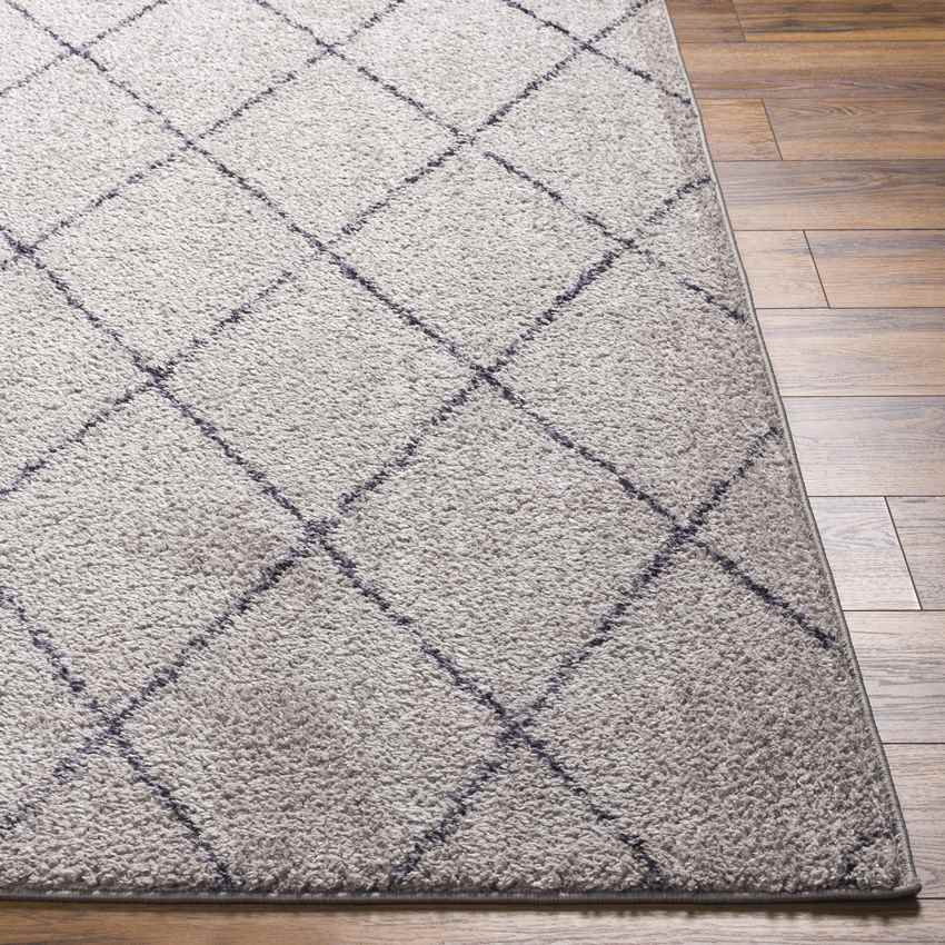 Alfombra lavable moderna Konstantina en gris humo y negro