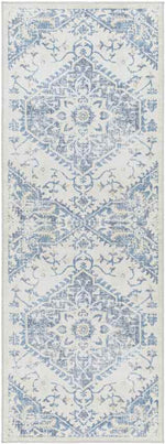 Eman Traditional Denim Blue Washable Area Rug