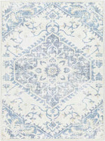 Eman Traditional Denim Blue Washable Area Rug