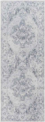 Moya Traditional Navy Blue Washable Area Rug