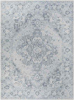 Moya Traditional Navy Blue Washable Area Rug