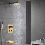 12-inch Or 16-inch Or 6'' Wall-Mount Brushed Gold 3-Way Thermostatic Shower Valve System: Versatile Functionality and Stunning Design