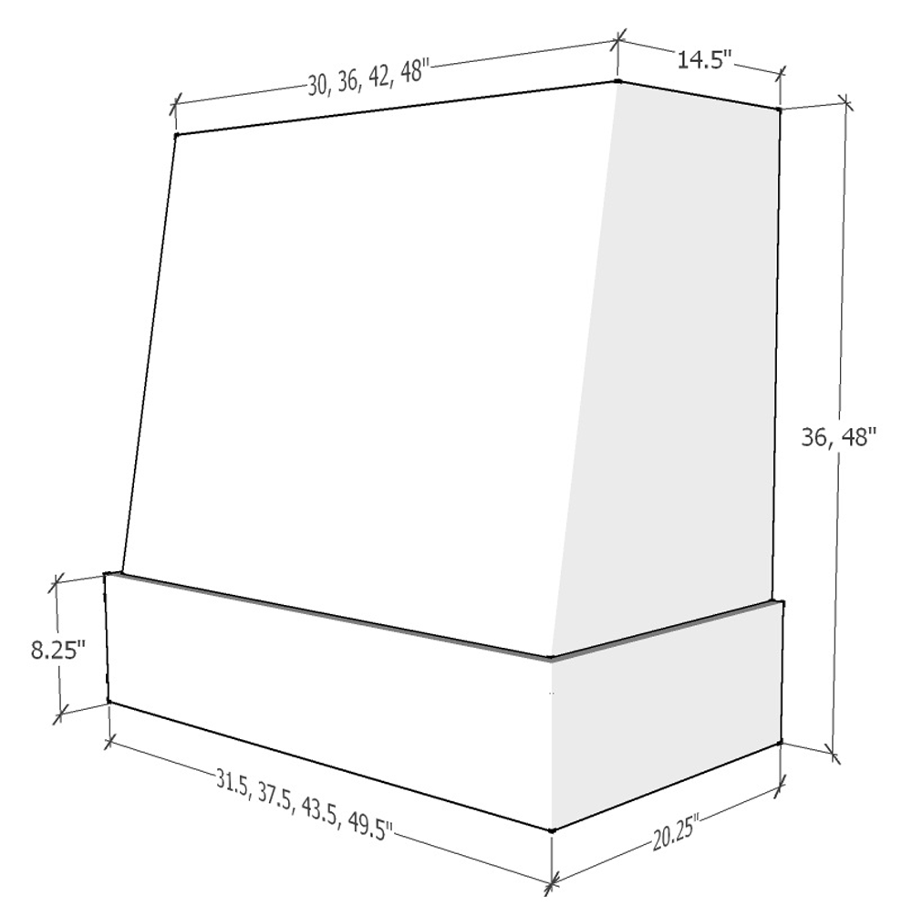 Primed Wood Range Hood With Angled Front and Walnut Band - 30