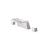 Brushed nickel waterfall tub faucet with hot and cold mixer.