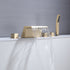 Waterfall Tub Filler Bathtub Faucet Brushed Gold 5-Hole 3-Handle Solid Brass Bathroom Bath Tub Faucets Mixer Tap with Hand Shower