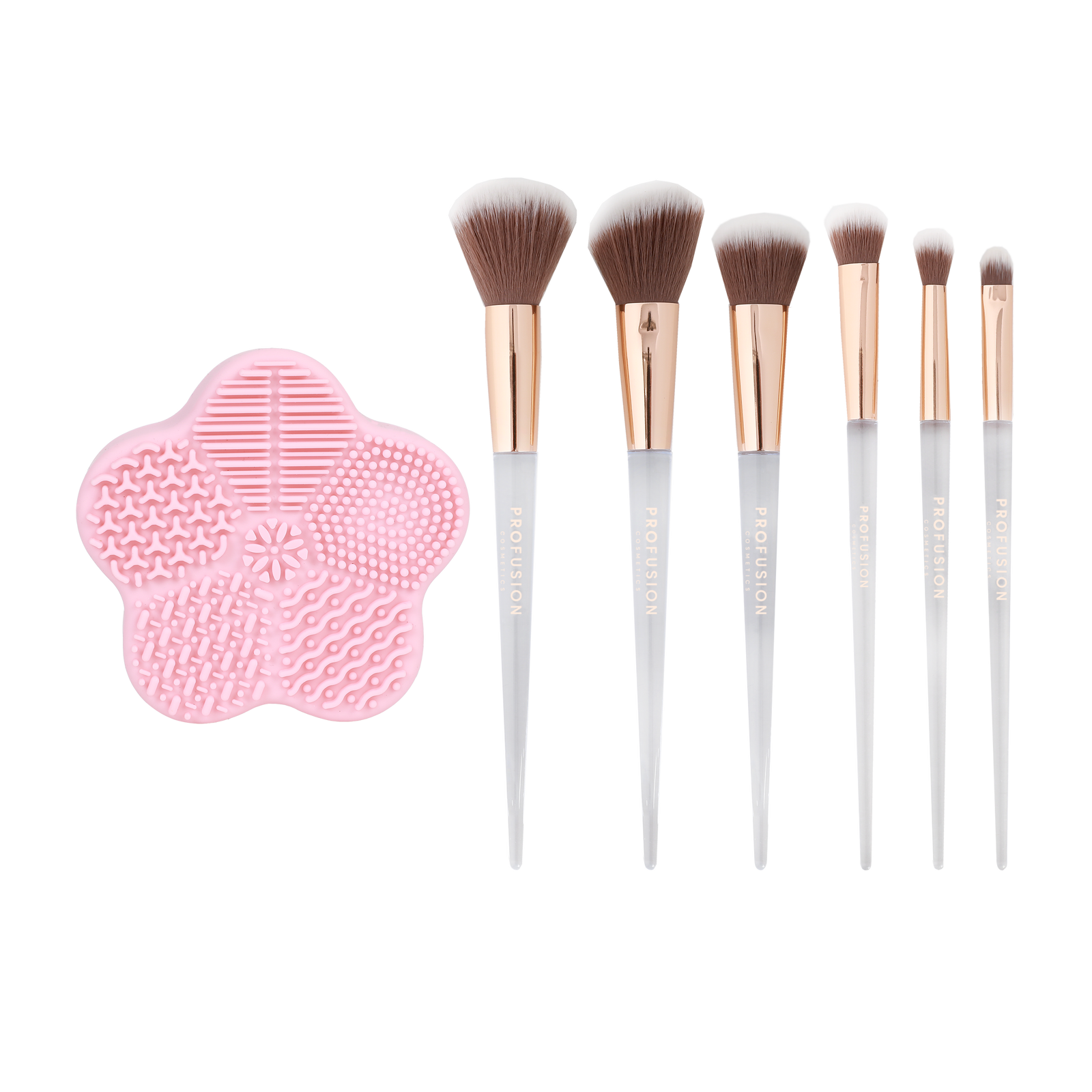 Frosted Snow Sparkle | 7 PC Makeup Brush & Cleaning Mat Set